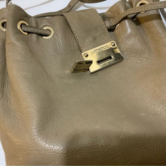 Jimmy Choo [Authentic] Ryad Sandy Brown Leather Flip Lock Crossbody Bag - Picture 13 of 16